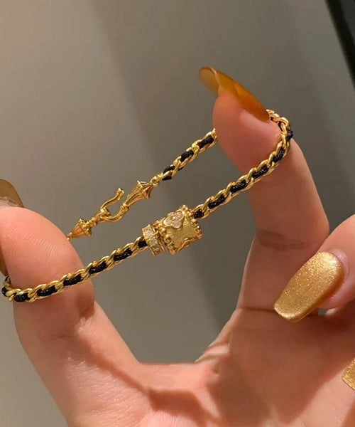 Art Black Sterling Silver Overgild Zircon Chain Bracelet YI038 ABC