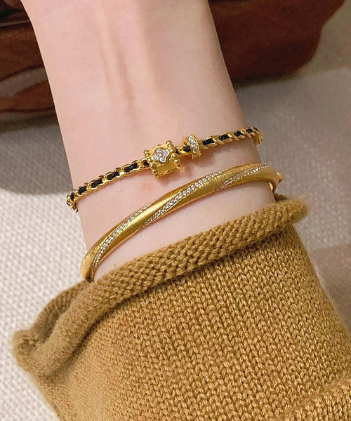 Art Black Sterling Silver Overgild Zircon Chain Bracelet YI038 ABC