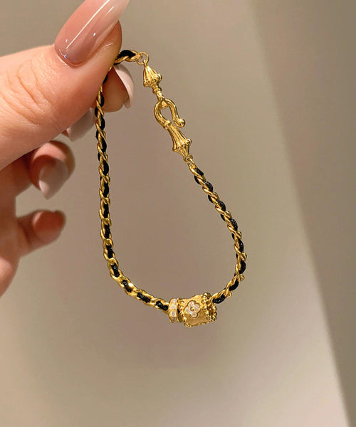 Art Black Sterling Silver Overgild Zircon Chain Bracelet YI038 ABC