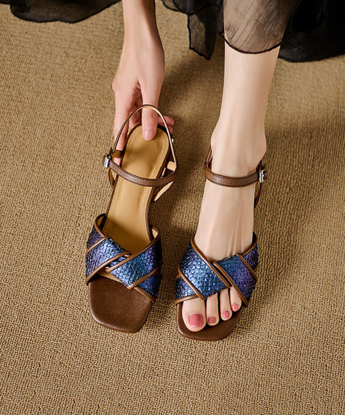 Art Blue Cross Strap Peep Toe Sandals JJ065 Shoe-LX240609