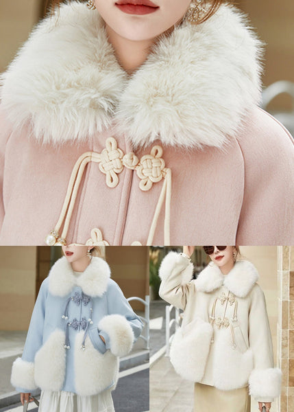 Art Blue Fur Collar Button Patchwork Duck Down Down Coats Winter RZ013 ABC