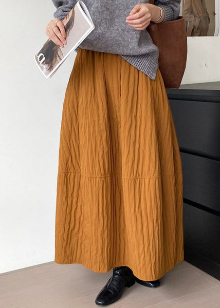 Art Brown Patchwork Cotton A Line Skirt Spring YK035 OM-MZF250306