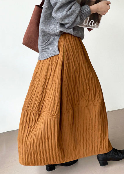 Art Brown Patchwork Cotton A Line Skirt Spring YK035 OM-MZF250306