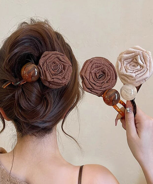 Art Chocolate Plastic Fabric Art Rose Ball Hairpin RA005 ABC