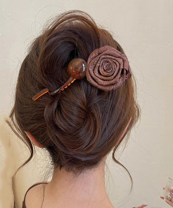 Art Chocolate Plastic Fabric Art Rose Ball Hairpin RA005 ABC