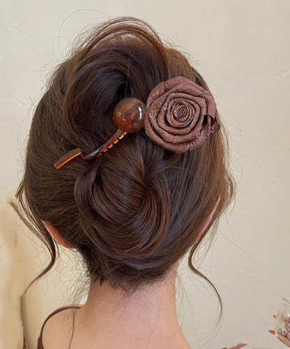 Art Chocolate Plastic Fabric Art Rose Ball Hairpin RA005 ABC