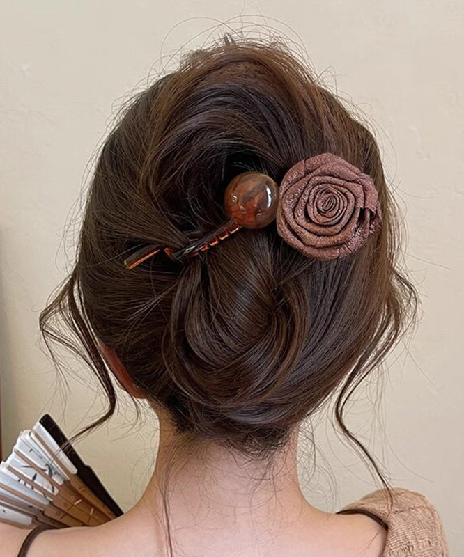 Art Chocolate Plastic Fabric Art Rose Ball Hairpin RA005 ABC