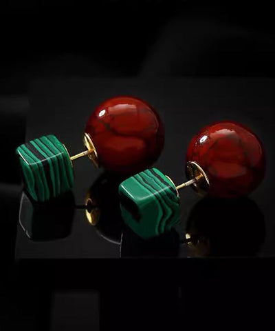 Earrings Art Colorblock Overgild Copper Gem Drop Stone FashionChic