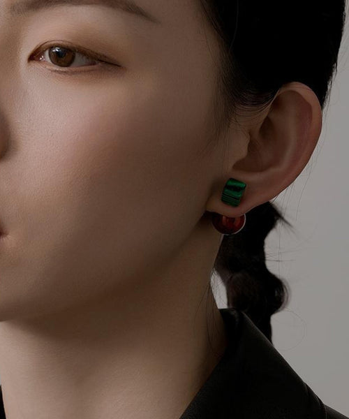 Earrings Art Colorblock Overgild Copper Gem Drop Stone FashionChic