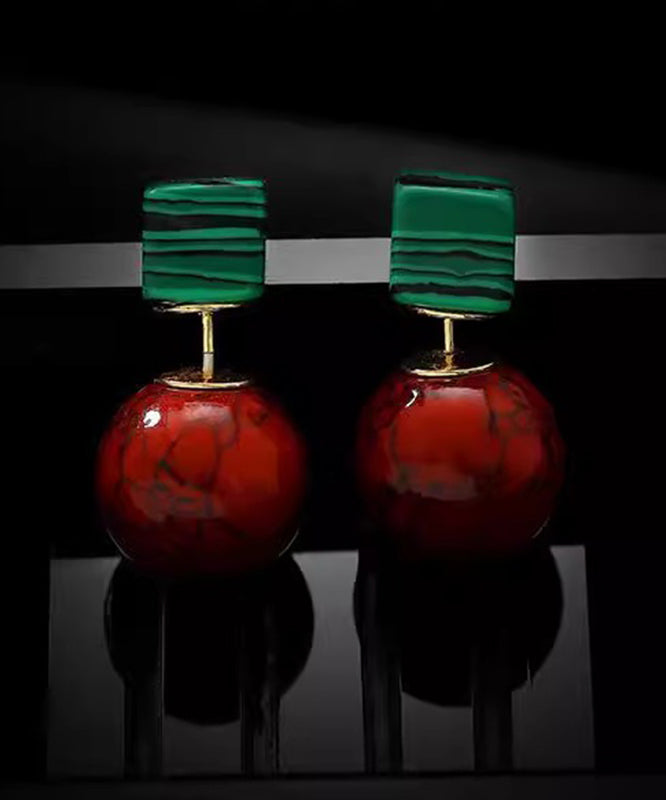 Earrings Art Colorblock Overgild Copper Gem Drop Stone FashionChic