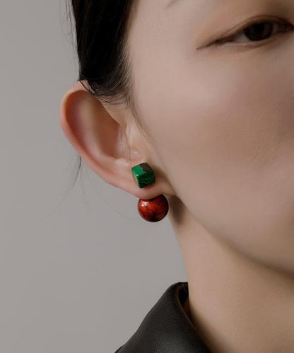 Earrings Art Colorblock Overgild Copper Gem Drop Stone FashionChic