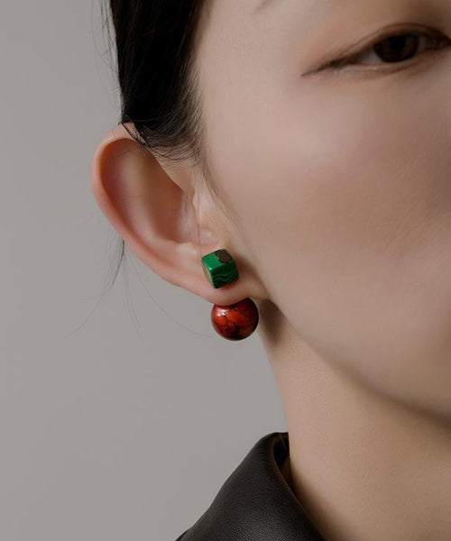 Earrings Art Colorblock Overgild Copper Gem Drop Stone FashionChic