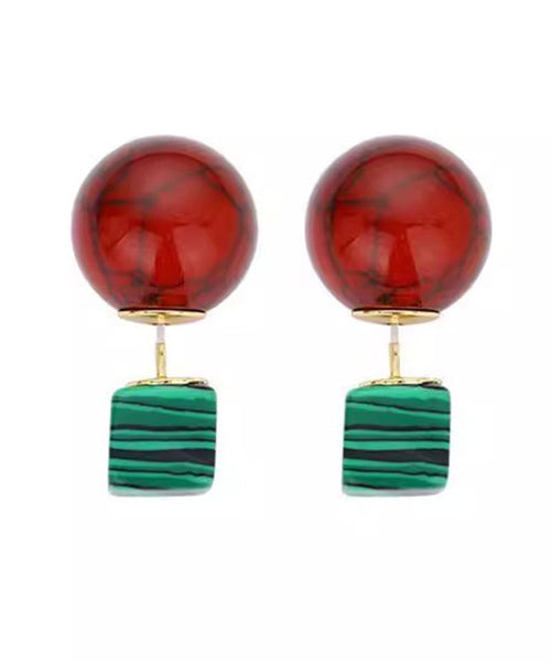 Earrings Art Colorblock Overgild Copper Gem Drop Stone FashionChic