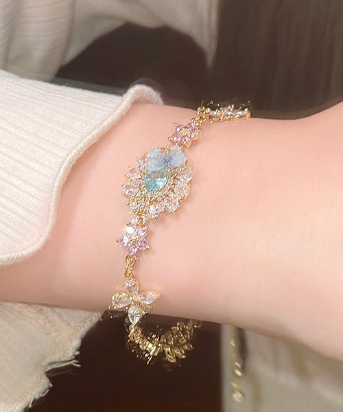 Art Colorblock Crystal Zircon Butterfly Floral Charm Bracelet GH1007 Ada Fashion