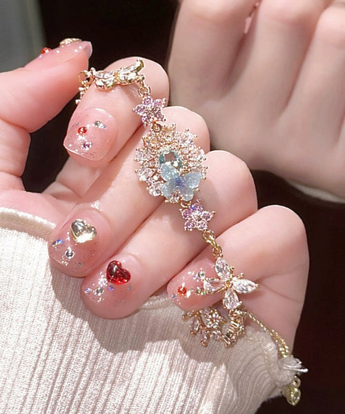 Art Colorblock Crystal Zircon Butterfly Floral Charm Bracelet GH1007 Ada Fashion