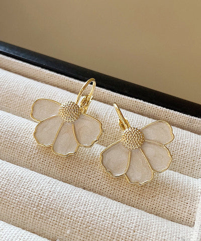 Art Alloy Drop Earrings Copper Gold Petal FashionChic