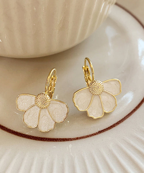 Art Alloy Drop Earrings Copper Gold Petal FashionChic