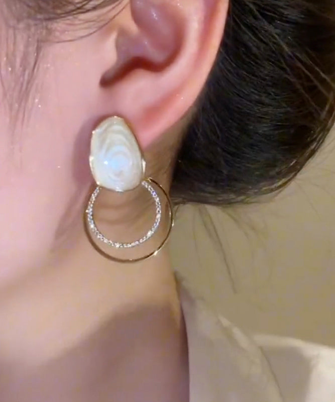 Drip Glaze Gold Copper Earrings Art Zircon Alloy Stud FashionChic