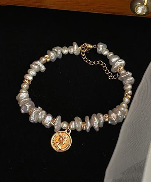 Art Gold Hand Pearl Small Bits Of Silver Charm Bracelet GH1027 Ada Fashion