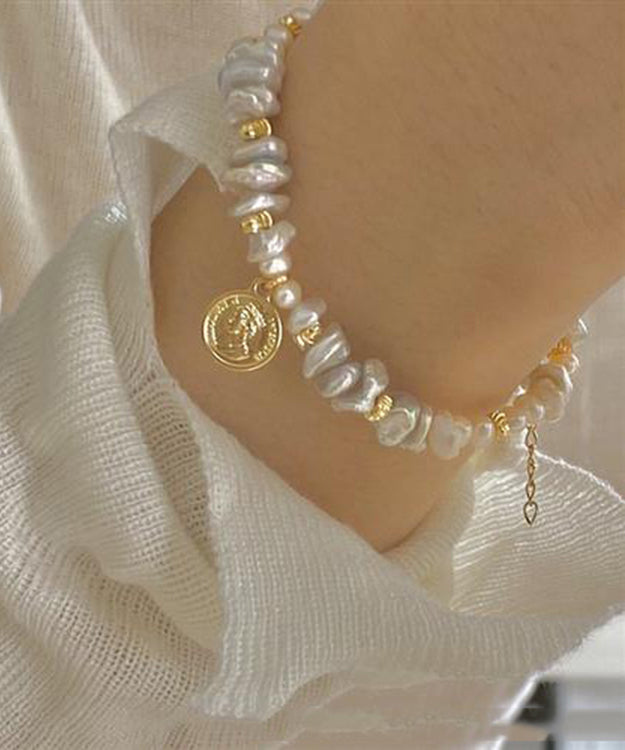 Art Gold Hand Pearl Small Bits Of Silver Charm Bracelet GH1027 Ada Fashion