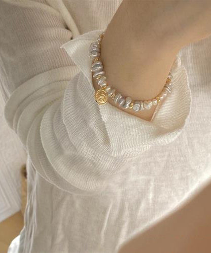 Art Gold Hand Pearl Small Bits Of Silver Charm Bracelet GH1027 Ada Fashion