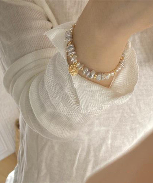 Art Gold Hand Pearl Small Bits Of Silver Charm Bracelet GH1027 Ada Fashion