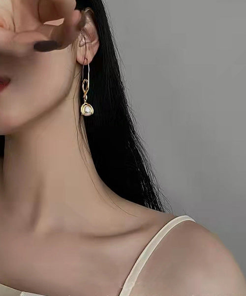 Art Gold Metal Overgild Pearl Hoop Earrings YD014 ABC