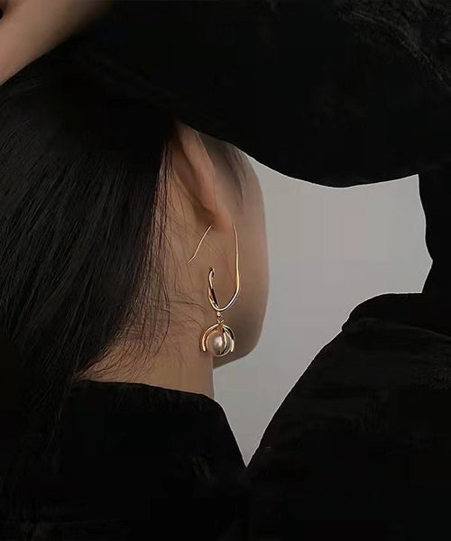 Art Gold Metal Overgild Pearl Hoop Earrings YD014 ABC