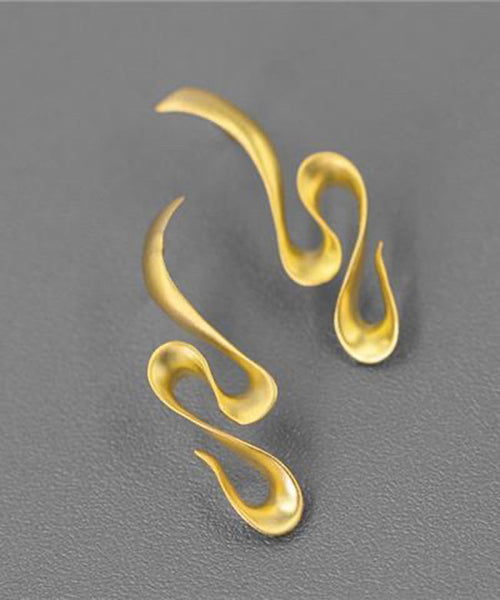 Art Gold Sterling Silver Drop Earrings PO018 JEW-EAR240729