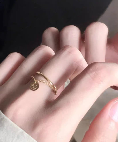 Art Gold Sterling Silver Overgild Chain Tassel Rings GH1033 Ada Fashion