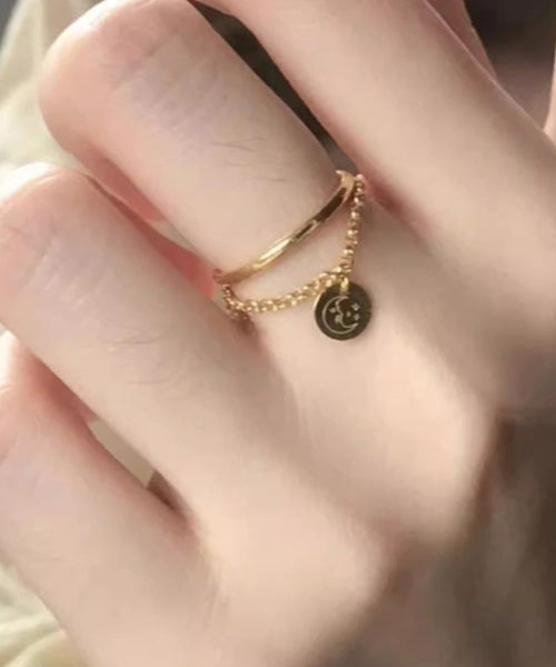 Art Gold Sterling Silver Overgild Chain Tassel Rings GH1033 Ada Fashion