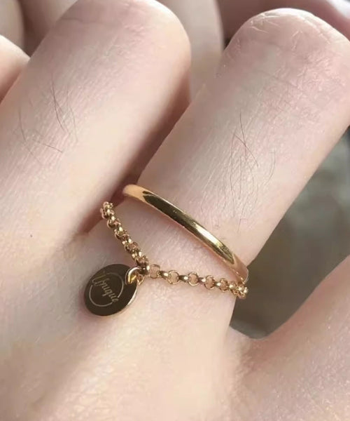 Art Gold Sterling Silver Overgild Chain Tassel Rings GH1033 Ada Fashion