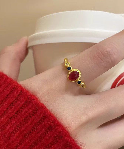 Overgild Sterling Rings Drop Silver Glaze Gold Art FashionChic