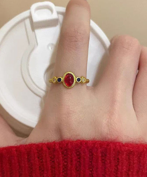 Overgild Sterling Rings Drop Silver Glaze Gold Art FashionChic