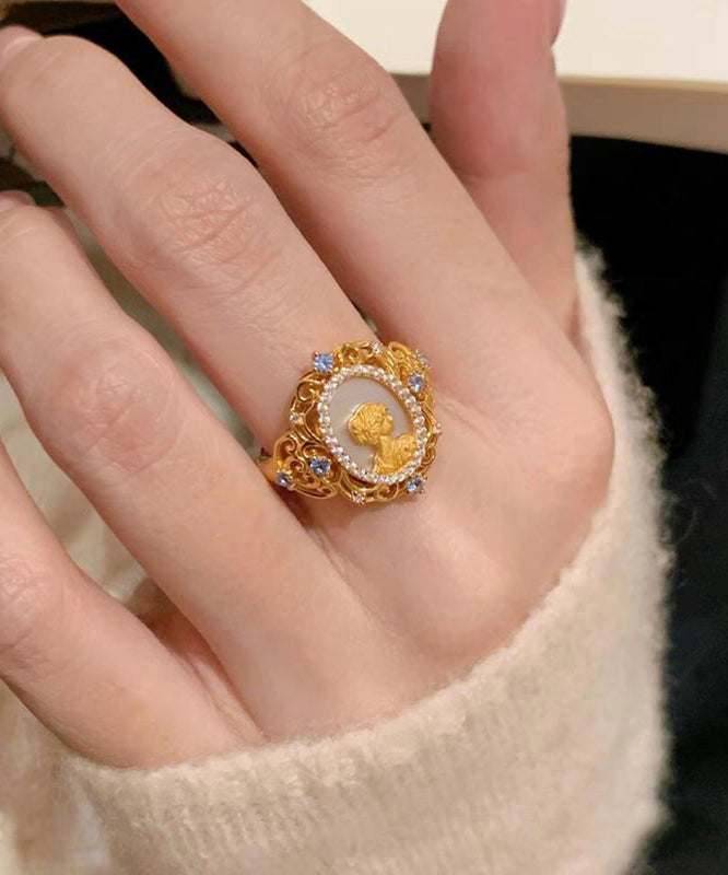 Art Sterling Zircon Gold Silver Rings Overgild FashionChic