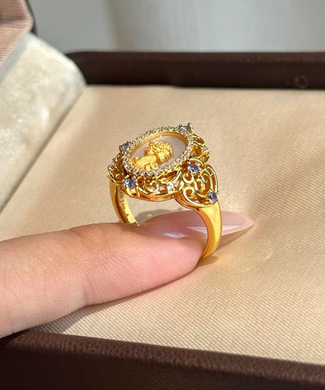 Art Sterling Zircon Gold Silver Rings Overgild FashionChic