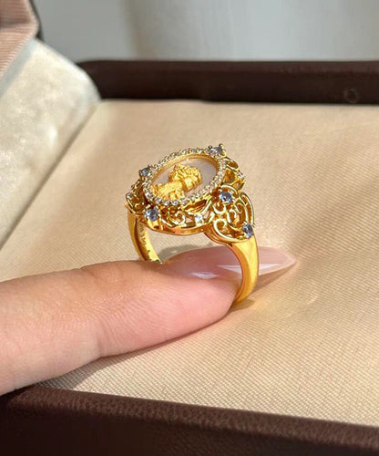 Art Sterling Zircon Gold Silver Rings Overgild FashionChic