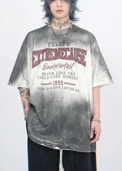 Gradient Sleeve Cotton Half T Print Mens O Neck Color Shirt Art FashionChic