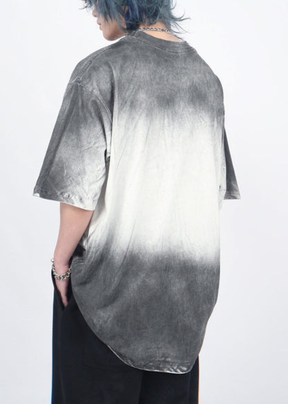 Gradient Sleeve Cotton Half T Print Mens O Neck Color Shirt Art FashionChic