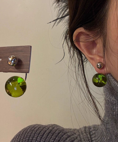 Stud Wax Earrings Art Acrylic Honey Green FashionChic