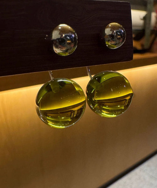 Stud Wax Earrings Art Acrylic Honey Green FashionChic