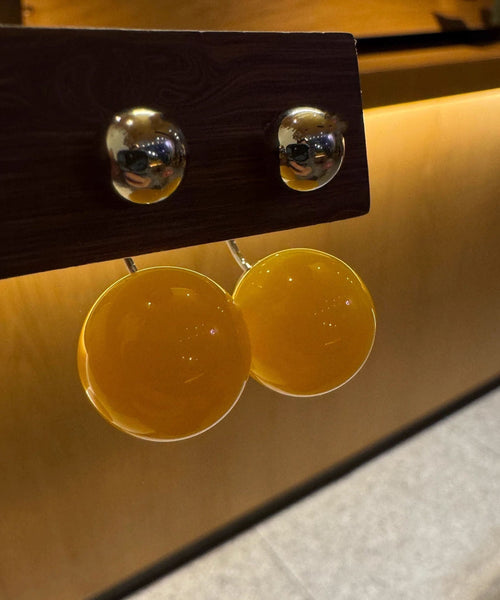 Stud Wax Earrings Art Acrylic Honey Green FashionChic