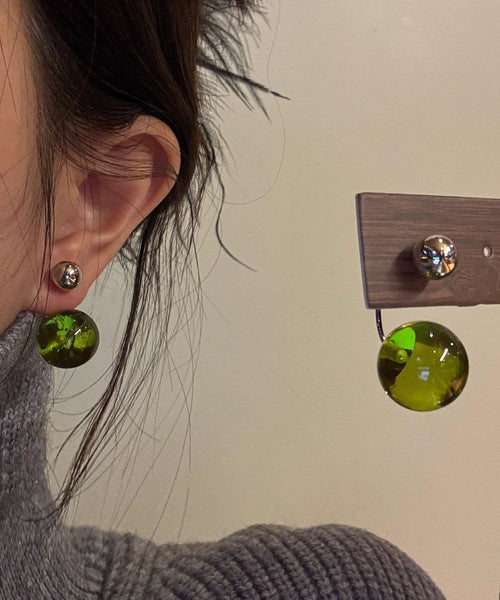 Stud Wax Earrings Art Acrylic Honey Green FashionChic
