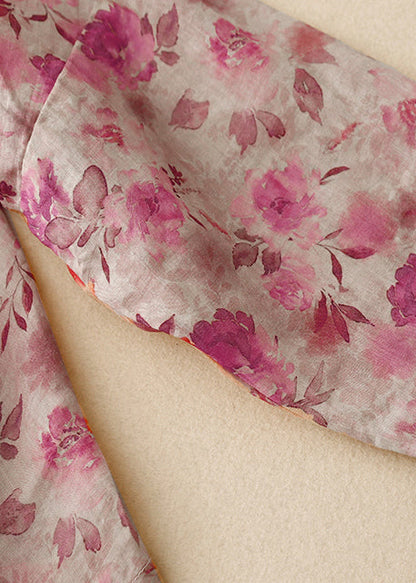 Shirts Art Linen Spring Green Button Chinese Print FashionChic