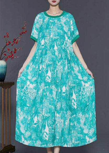 Art Green Print Exra Large Hem Chiffon Dress Summer SD1060 Ada Fashion