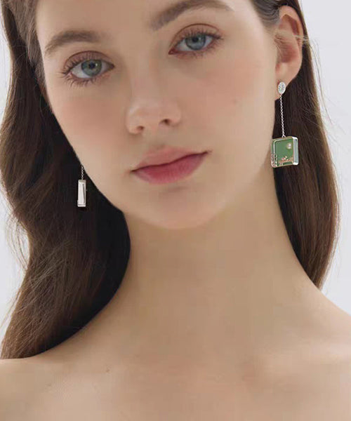 Green Earrings Sterling Coloured Art Drop Silver Glaze FashionChic