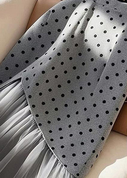 Waist Patchwork Tulle Spring Skirts Dot Art Grey High FashionChic