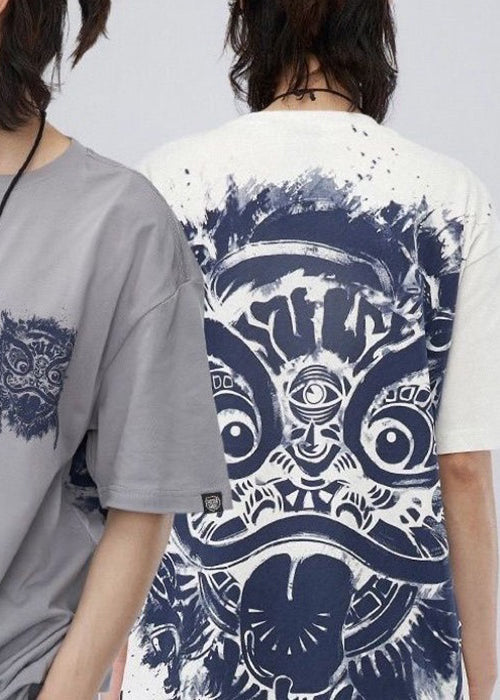 Art Grey O Neck Print Cotton Mens T Shirts Summer LK050 Men-Silk-MENT240630