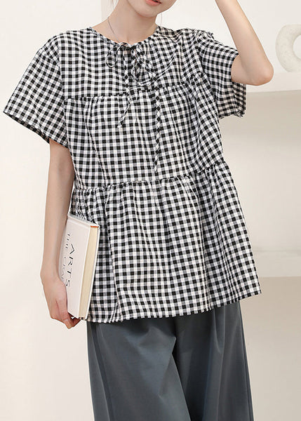 Summer Grey Shirt Plaid Cotton Art Oversized FashionChic