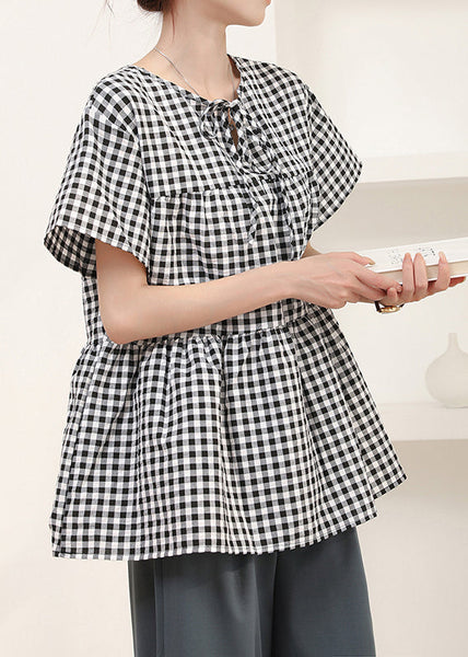 Summer Grey Shirt Plaid Cotton Art Oversized FashionChic